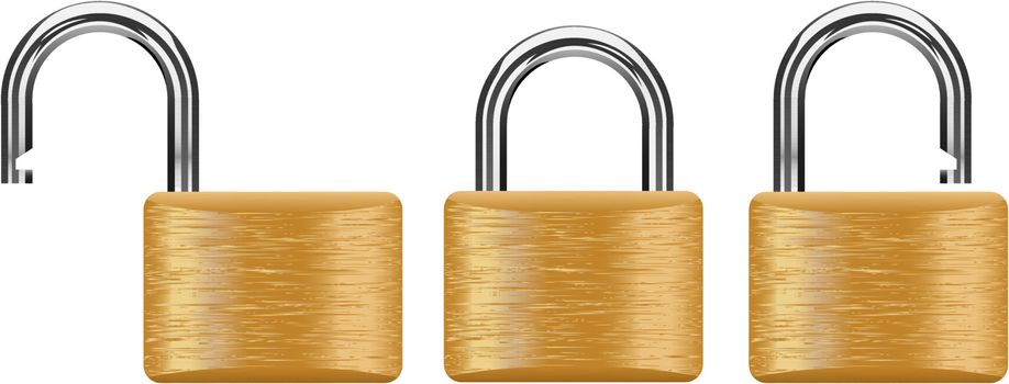 vector padlock set with clipping path included