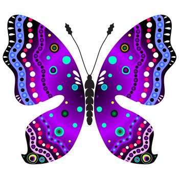 Violet and black decorative butterfly isolated on white (vector)