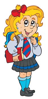 Girl in school uniform - vector illustration.