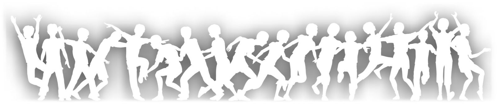 Editable vector cutout of children playing with background shadow made using a gradient mesh