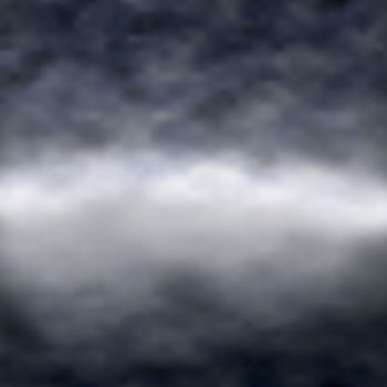 Editable vector illustration of clouds over a misty lake with reflection; made using a gradient mesh