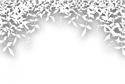 Editable vector illustration of bushy white foliage cutout with background shadow made using a gradient mesh
