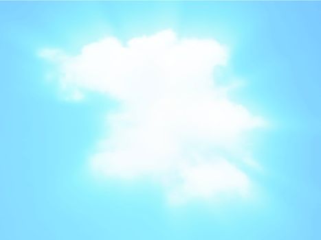 Editable vector illustration of a white cloud in a blue sky made using a gradient mesh
