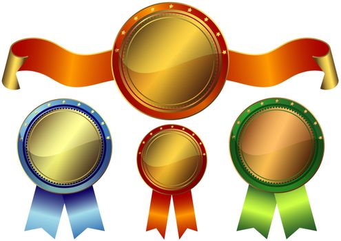 Set gold, silver and bronze awards on a white background (vector EPS10)