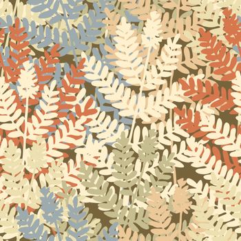 Editable vector seamless tile of fern leaves