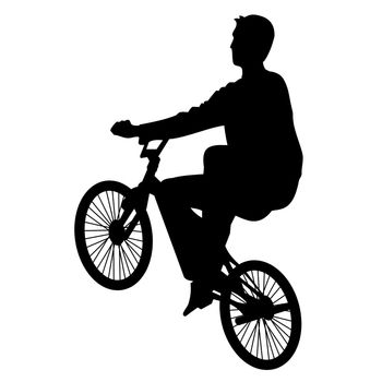 Bicycle rider silhouette isolated on white 
