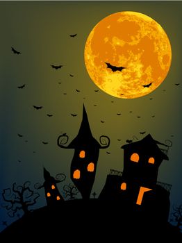 Halloween night with full moon. EPS 8 vector file included