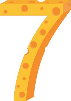Vector cheese numerals, number seven