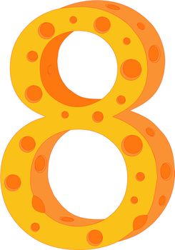 Vector cheese numerals, number eight