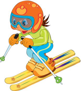vectors illustration shows a child skiing