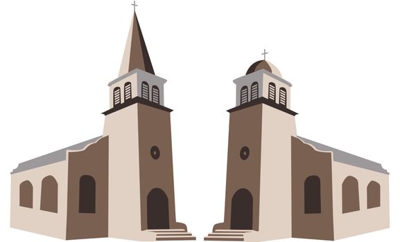Two churches in vector illustration
