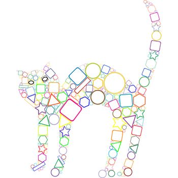 geometric cat, abstract art illustration