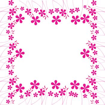 pink flowers foliage with space for text, vector art illustration