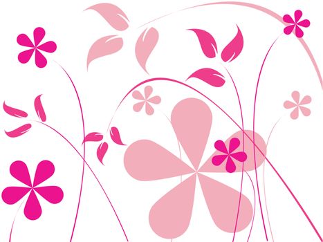 pink flowers, vector art illustration; easy to change colors