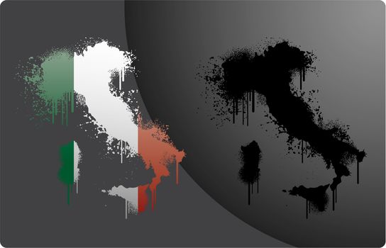 Two Italy maps within and without italian flag in splatter, grunge style.

The source of the map:
http://www.lib.utexas.edu/maps/world_maps/time_zones_ref_2007.pdf
