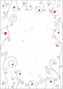 A simple background with spiral plants and red berries