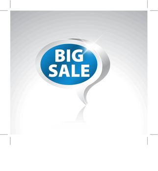 3D speech bubble pointer for big sale - blue with silver border