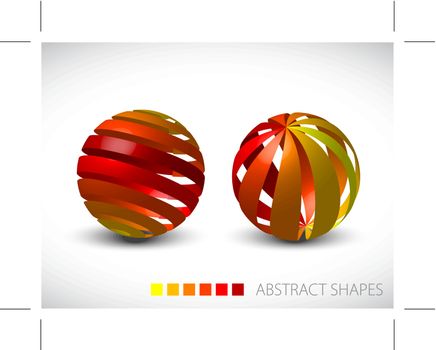 Collection of abstract spheres made from colorful stripes