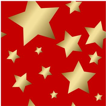 Christmas seamless pattern - golden stars on red background 
