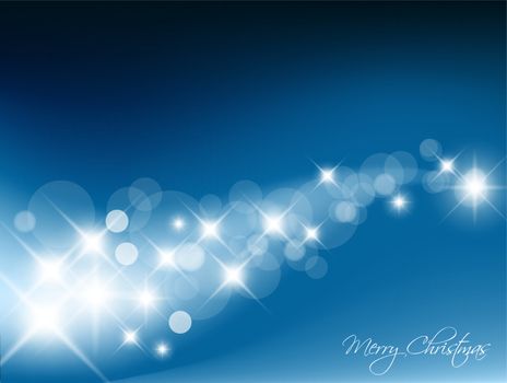 Blue Abstract Christmas background with white lights