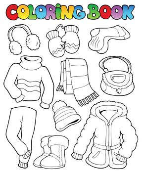Coloring book winter apparel 1 - vector illustration.