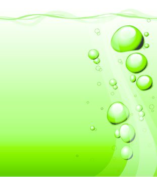 Bubbles under water - fresh green background