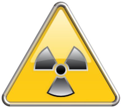 Hazard radiation icon in yellow triangle