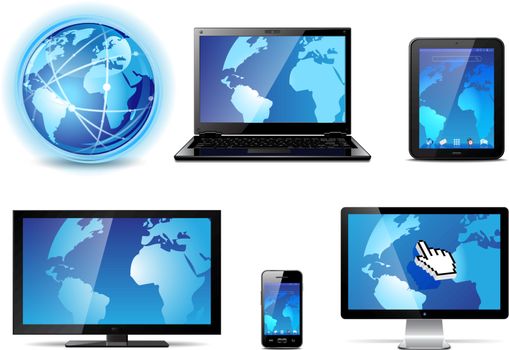 Set of different electronic devices. Vector illustration