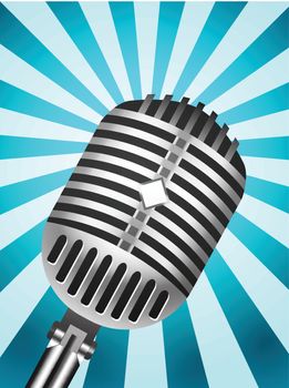 Classic Microphone on lined background. Vector illustration