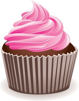 vector illustration of a pink cupcake