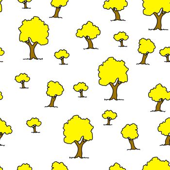 Seamless tree plant pattern background in vector