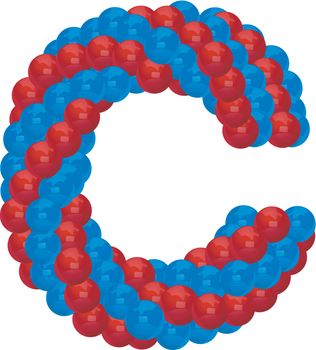 letter C from red and blue balloon illustratiom