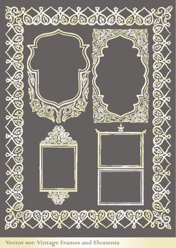 Vintage elements for frame or book cover, card vector for poster