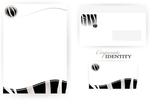set of corporate identity templates with striped zebra pattern