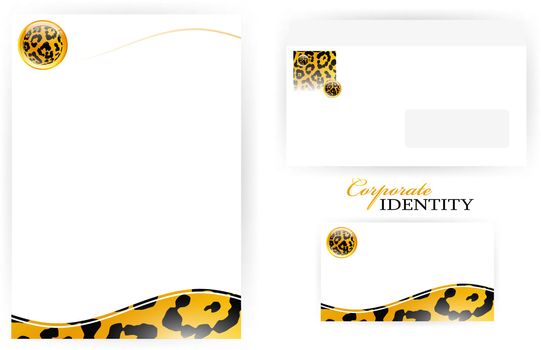 set of corporate identity templates with  leopard pattern set