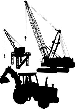 Vector silhouettes of Construction Machinery.