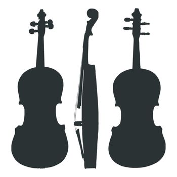 old violin silhouette sides - vector illustration