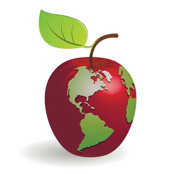 abstract illustration globe in the manner of red apple