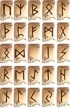 Vector illustration of a set of Rune symbols.