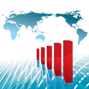 world economy growth chart vector illustration - base map: Tinka Sloss /Reusable NASA images