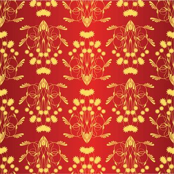 seamless texture yellow pattern on red background