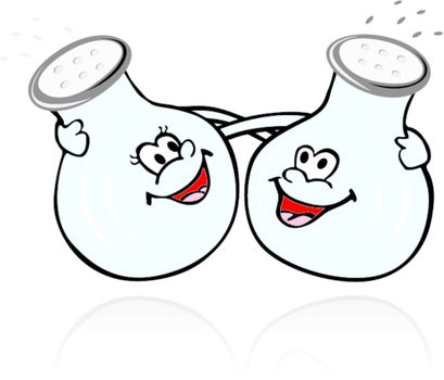 Illustration of salt and pepper in cartoon style