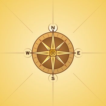 Illustration of Nautical Travel Equipment in brown and gold color