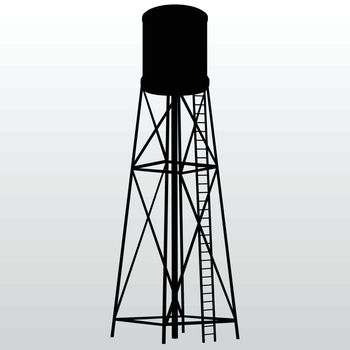 Industrial construction with water tank. Vector illustration.