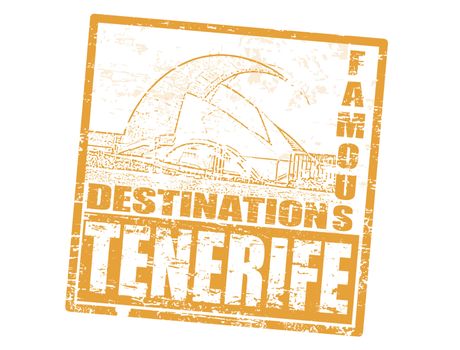 Grunge rubber stamp with the auditorio in Santa Cruz de Tenerife, and word Tenerife inside, vector illustration