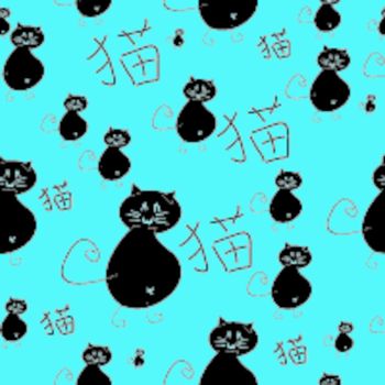 Seamless pattern with cute black kitties