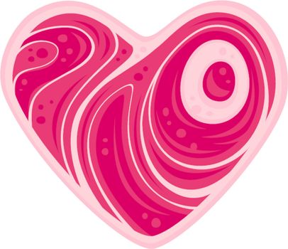 For all of the meat lovers out there. Vector cartoon illustration of a heart-shaped chop of meat.