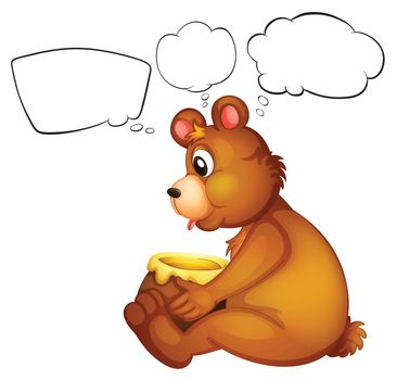 Illustration of a hungry bear thinking on a white background