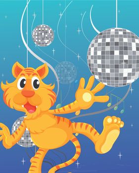 Illustration of the tiger and the disco lights