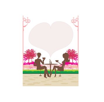 silhouette of a man and woman drink coffee